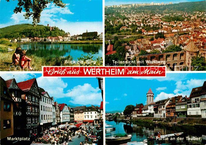 AK / Ansichtskarte Wertheim Main Blick zur Burg Wartberg Partie an der