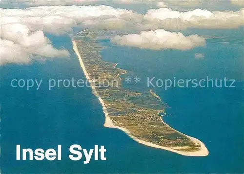 AK / Ansichtskarte Insel Sylt Blick von Sueden aus den Wolken aus etwa 3000 m Hoehe Luftaufnahme Kat. Westerland