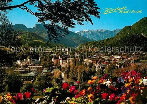 AK / Ansichtskarte Bad Ischl Salzkammergut Stadtpanorama mit Hohem Dachstein Blumenpracht Kat. Bad Ischl