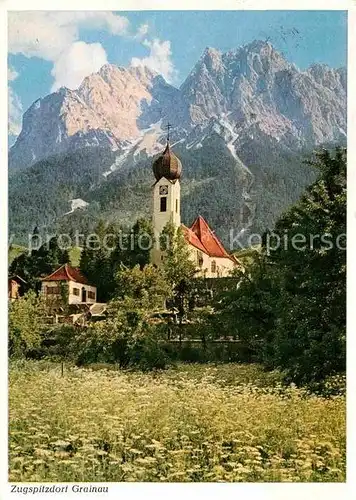 AK / Ansichtskarte Grainau Kirche mit Waxenstein Wettersteingebirge Kat. Grainau