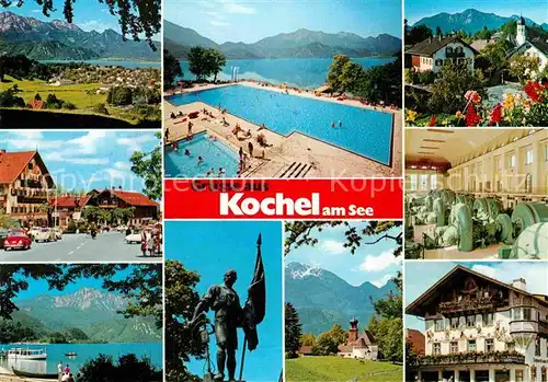 AK / Ansichtskarte Kochel See Schwimmbad Denkmal Panoramen Kat. Kochel a.See