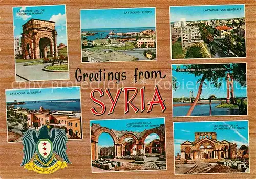 AK / Ansichtskarte Lattakia Latakia Casino Arc de Triomphe Romain Port Kathedrale Simon Kat. Syrien