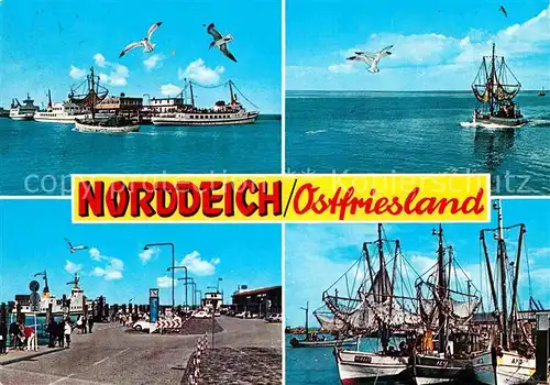 AK / Ansichtskarte Norddeich Ostfriesland Fischkutter Hafen Moewen  Kat. Norden