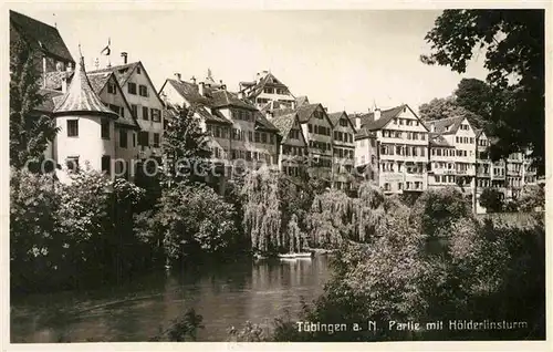 AK / Ansichtskarte Tuebingen Neckarpartie mit Hoelderlinsturm Kat. Tuebingen