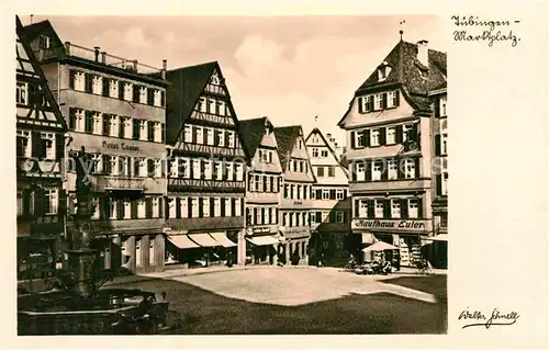 AK / Ansichtskarte Tuebingen Marktplatz Brunnen Kat. Tuebingen