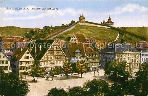 AK / Ansichtskarte Esslingen Neckar Marktplatz mit Burg Kat. Esslingen am Neckar