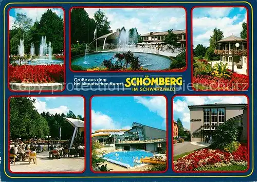 AK / Ansichtskarte Schoemberg Schwarzwald Park Brunnen Schwimmbad Konzertpavillon Kurhaus Kat. Schoemberg
