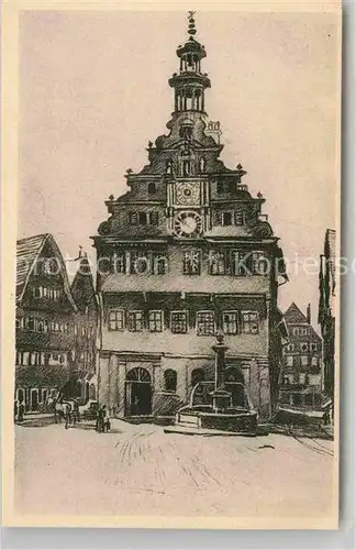AK / Ansichtskarte Esslingen Neckar Altes Rathaus mit Brunnen Kat. Esslingen am Neckar