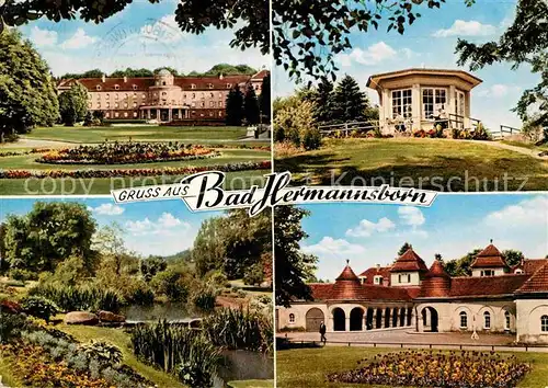 AK / Ansichtskarte Bad Hermannsborn Kurhaeuser Pavillon Park Teich Kat. Bad Driburg