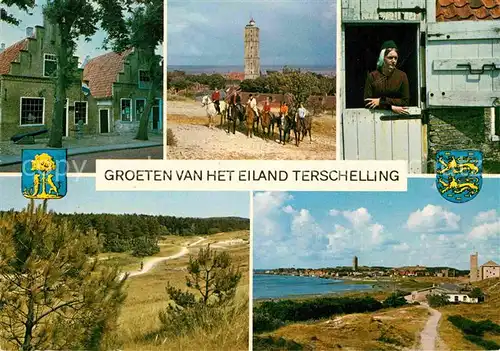 AK / Ansichtskarte Terschelling Teilansichten Landschaftspanorama Reiten Pferde Kat. Niederlande
