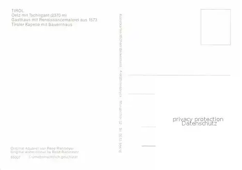 AK / Ansichtskarte Oetz mit Tschirgant Gasthaus Renaissancemalerei 16. Jhdt. Tiroler Kapelle Bauernhaus Kuenstlerkarte Kat. Oetz