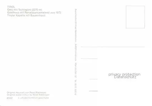 AK / Ansichtskarte Oetz mit Tschirgant Gasthaus Renaissancemalerei 16. Jhdt. Tiroler Kapelle Bauernhaus Kuenstlerkarte Kat. Oetz