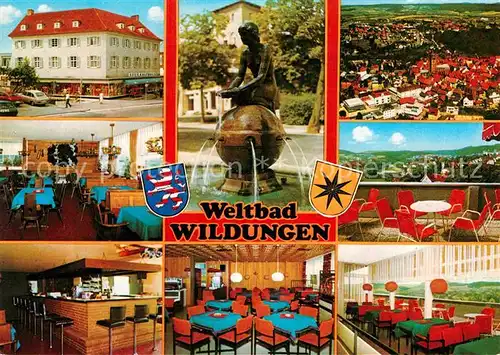 AK / Ansichtskarte Bad Wildungen Eder Cafe Restaurant Brunnen Fliegeraufnahme Kat. Bad Wildungen
