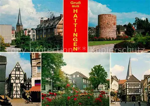 AK / Ansichtskarte Hattingen Ruhr Blick zur Kirche Turm Innenstadt Fachwerkhaus Kat. Hattingen