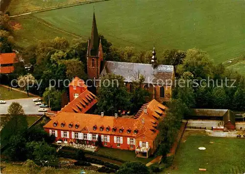 AK / Ansichtskarte Rieste Osnabrueck Gaststaette Kirche Fliegeraufnahme