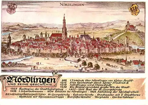 AK / Ansichtskarte Noerdlingen und seine Geschichte Stich von Matthaeus Merian um 1650 Kat. Noerdlingen