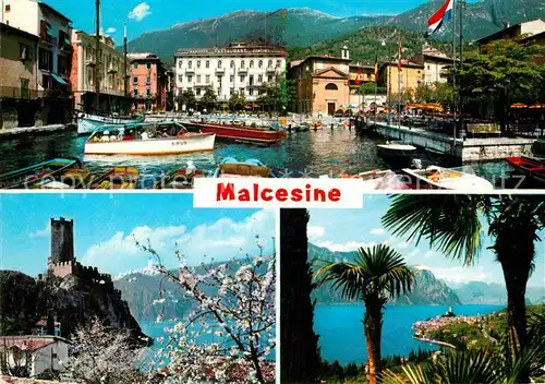 AK / Ansichtskarte Malcesine Lago di Garda Hafen Turm Panorama Kat. Malcesine