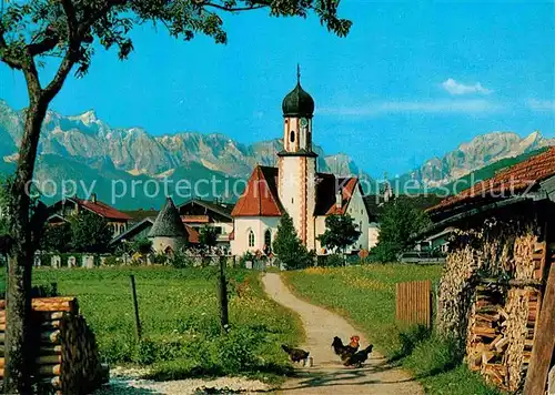 AK / Ansichtskarte Wallgau Jakobuskirche Wettersteingebirge Kat. Wallgau