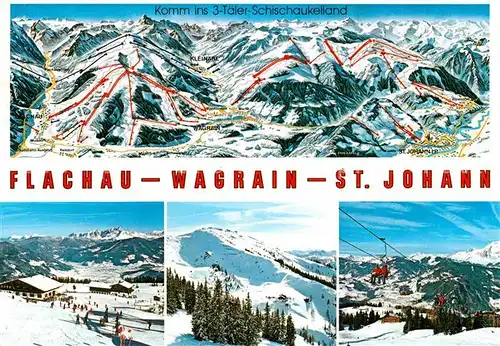 AK / Ansichtskarte Salzburger Land Flachau Wagrain Sankt Johann Winter Skipistenplan