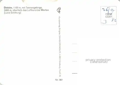 AK / Ansichtskarte Werfen Salzburg Dielalm Tennengebirge Kat. Werfen