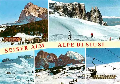 AK / Ansichtskarte Seiser Alm Skigebiet Lift Schlern Winter Kat. Seis am Schlern Kastelruth Suedtirol
