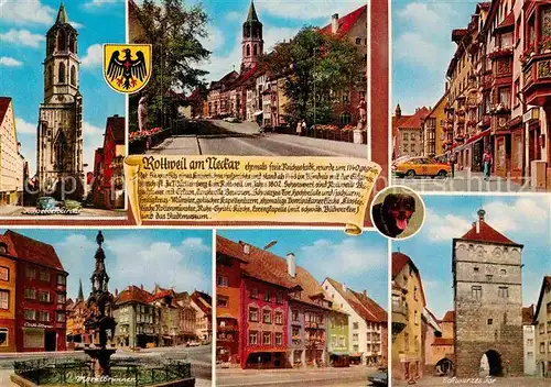 AK / Ansichtskarte Rottweil Neckar Stadttor Kirche Marktbrunnen Kat. Rottweil