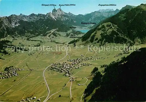 AK / Ansichtskarte Tannheim Tirol Fliegeraufnahme Zugspitze Haldensee Kat. Tannheim