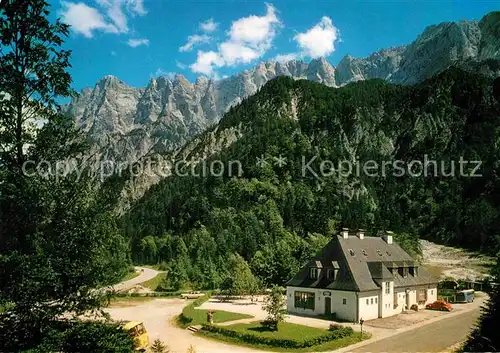 AK / Ansichtskarte Johnsbach Steiermark Alpengasthof Bachbruecke Hochtorgruppe Kat. Johnsbach