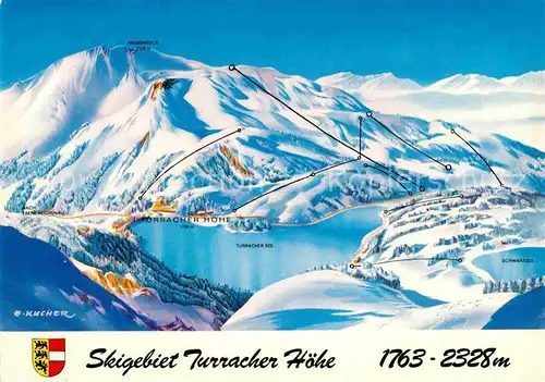 AK / Ansichtskarte Turracher Hoehe Skigebiet Winter Panoramakarte Kat. Reichenau Kaernten