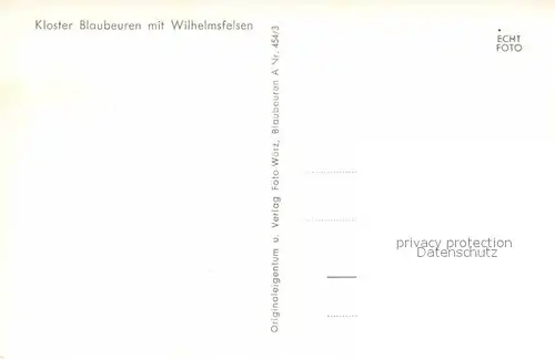 AK / Ansichtskarte Blaubeuren Kloster mit Wilhelmsfelsen Schwaebische Alb Kat. Blaubeuren