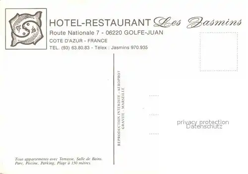 AK / Ansichtskarte Golfe Juan Hotel Restaurant Les Jasmins Vue aerienne Kat. Antibes