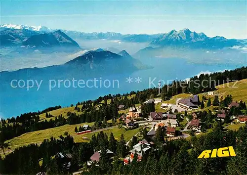 AK / Ansichtskarte Rigi Kaltbad Fliegeraufnahme mit Alpen Stanserhorn Buergenstock Pilatus Viewaldstaettersee Kat. Rigi Kaltbad