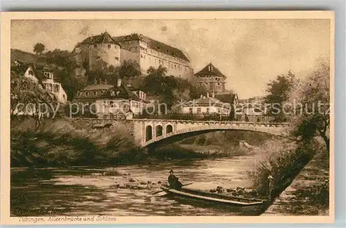 AK / Ansichtskarte Tuebingen Neckar Alleenbruecke mit Schloss