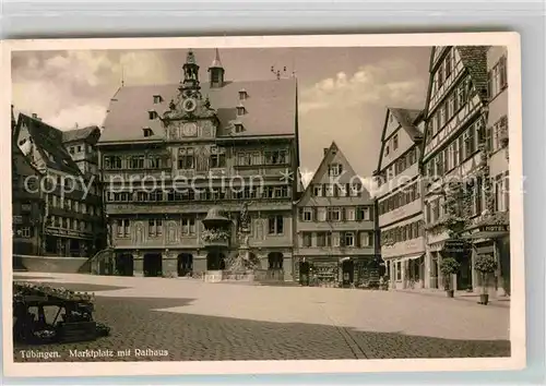 AK / Ansichtskarte Tuebingen Neckar Marktplatz mit Rathaus