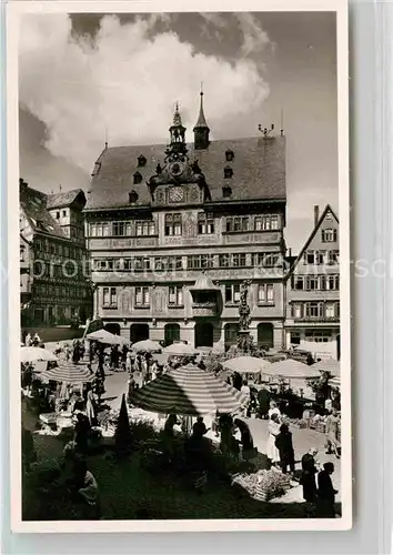 AK / Ansichtskarte Tuebingen Neckar Marktplatz mit Rathaus