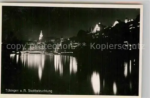 AK / Ansichtskarte Tuebingen Neckarpartie mit Stadtbeleuchtung Kat. Tuebingen