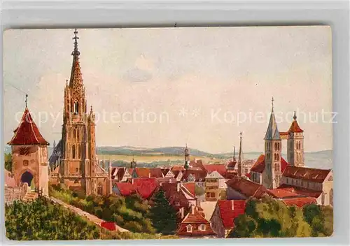 AK / Ansichtskarte Esslingen Neckar Frauenkirche Stadtkirche Gemalt Marschall Kat. Esslingen am Neckar