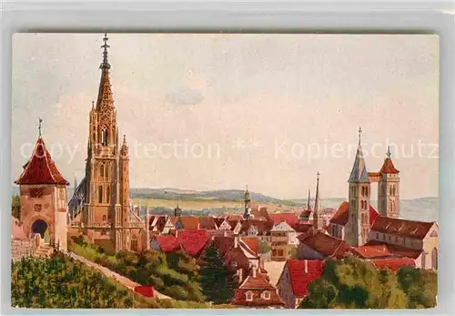 AK / Ansichtskarte Esslingen Neckar Frauenkirche Stadtkirche Maler Marschall Kat. Esslingen am Neckar