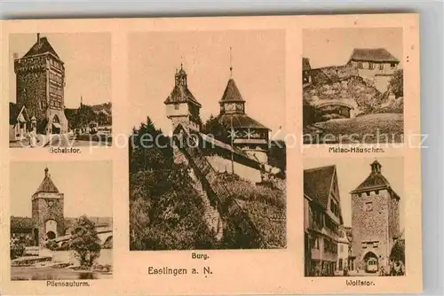 AK / Ansichtskarte Esslingen Neckar Schelztor Burg Pliensauturm Wolfstor Melac Haeuschen  Kat. Esslingen am Neckar