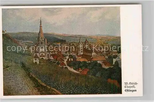 AK / Ansichtskarte Esslingen Neckar Frauenkirche Stadtkirche Kuenstler Strich Chapell Kat. Esslingen am Neckar