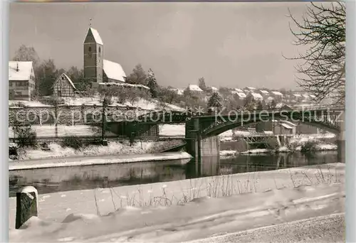 AK / Ansichtskarte Plochingen Stadtansicht Winter Bruecke Kat. Plochingen