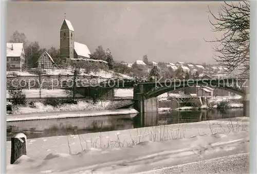 AK / Ansichtskarte Plochingen Stadtansicht Bruecke Winter Kat. Plochingen