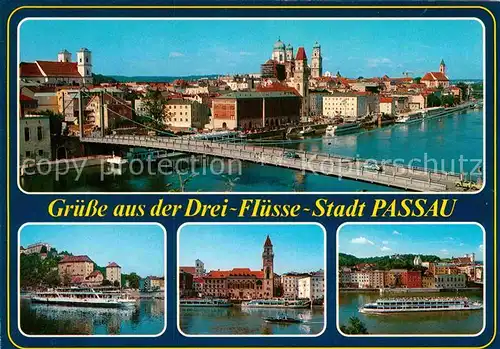AK / Ansichtskarte Passau Drei Fluesse Stadt Donaupartie Kat. Passau