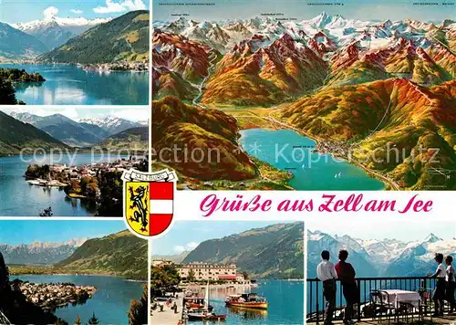 AK / Ansichtskarte Zell See Fliegeraufnahme Kitzsteinhorn Hohen Tauern Grand Hotel Seepromenade Kat. Zell am See