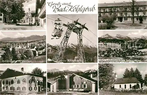 AK / Ansichtskarte Bad Kohlgrub Alte Linde Kurhaus Hoernle Schwebebahn Haus zum Jaeger Berghuette Kirche Alpenblick Kat. Bad Kohlgrub