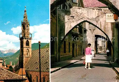 AK / Ansichtskarte Bozen Suedtirol Pfarrkirche mit Rosengarten Dr Streiter Gasse Kat. Bozen Suedtirol