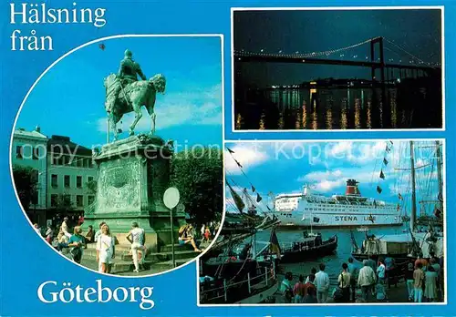 AK / Ansichtskarte Goeteborg Denkmal Reiterstandbild Bruecke Faehre Hafen Kat. 