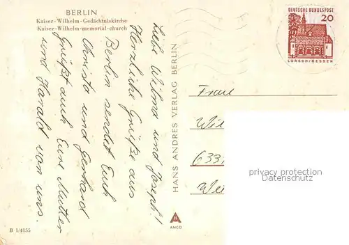 AK / Ansichtskarte Berlin Kaiser Wilhelm Gedaechtniskirche Innenansicht Orgel Kat. Berlin
