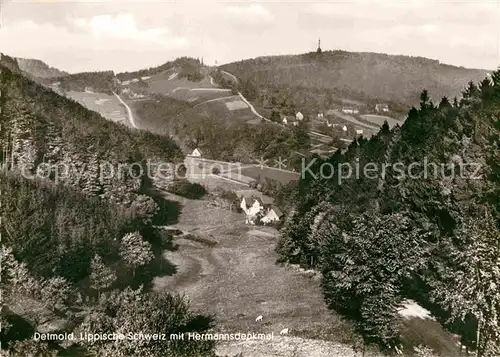 AK / Ansichtskarte Detmold Landschaftspanorama Lippische Schweiz mit Hermannsdenkmal Kat. Detmold