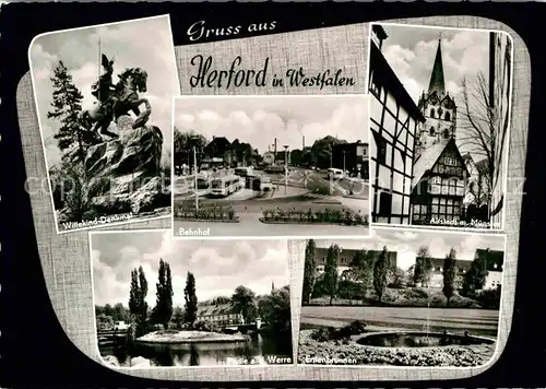 AK / Ansichtskarte Herford Bahnhof Wittekind Denkmal Altstadt Muenster  Kat. Herford